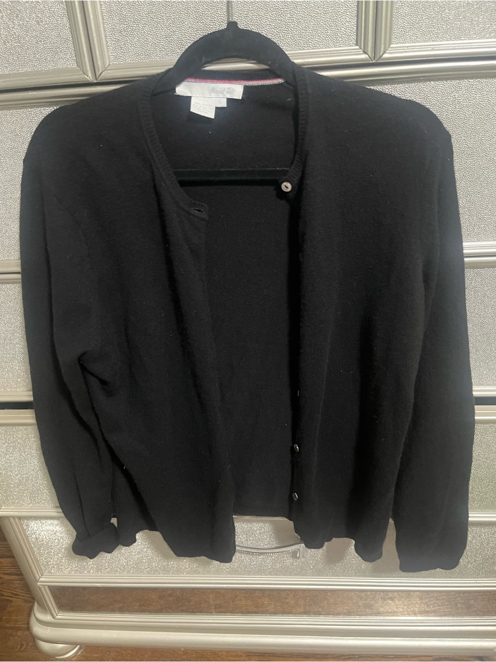 Marshall Fields Black Cashmere Crewneck Button-Front Cardigan Vintage